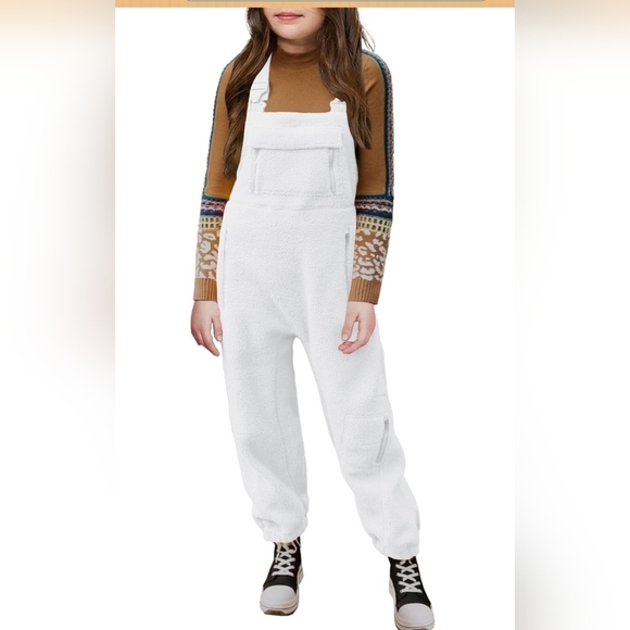 Other - White Warm Fleece Overalls/jumpsuit for Girls, Size 9/10.